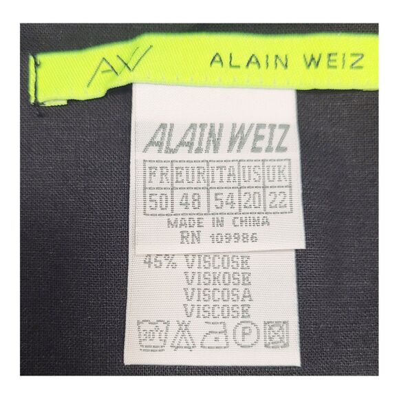 Alain Weiz Linen Viscose Black Dress with Neon Floral Print, Size 20 US - Picture 2 of 8